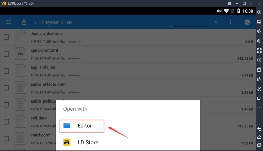 ขั้นตอนที่ 6: คลิกไฟล์แบบยาว แล้วเลือก Open with editor