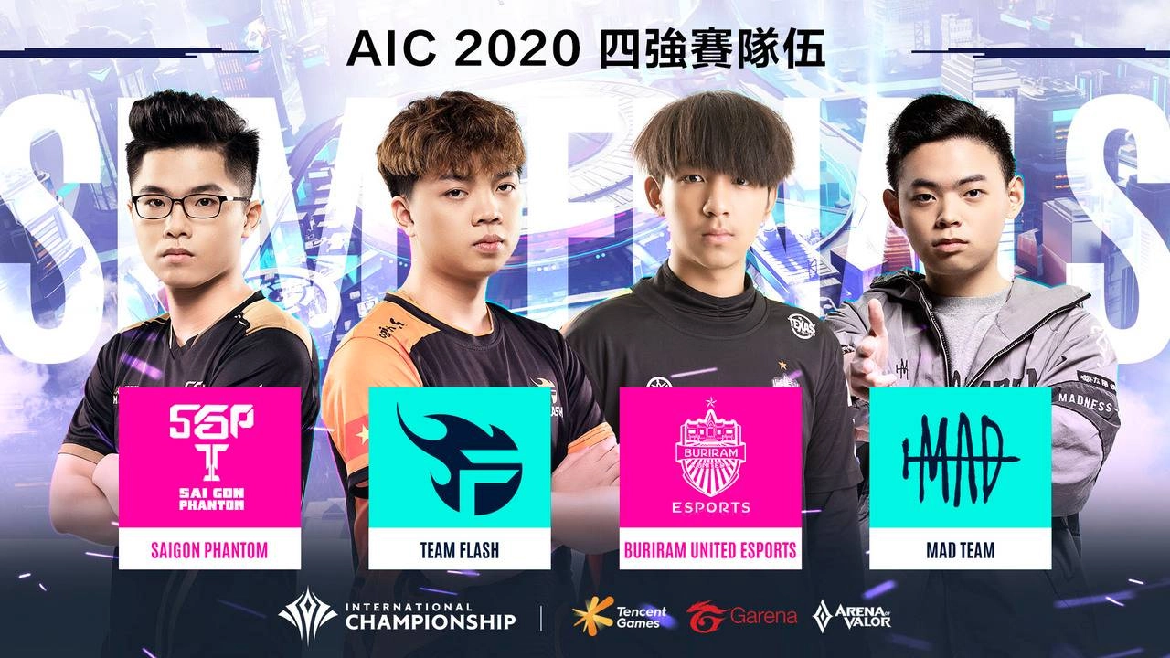 《Garena傳說對決》AIC 2020國際錦標賽四強名單正式出爐 MAD成功挺進四強 與FL、SGP、BRU四支頂尖隊伍角逐總冠軍寶座