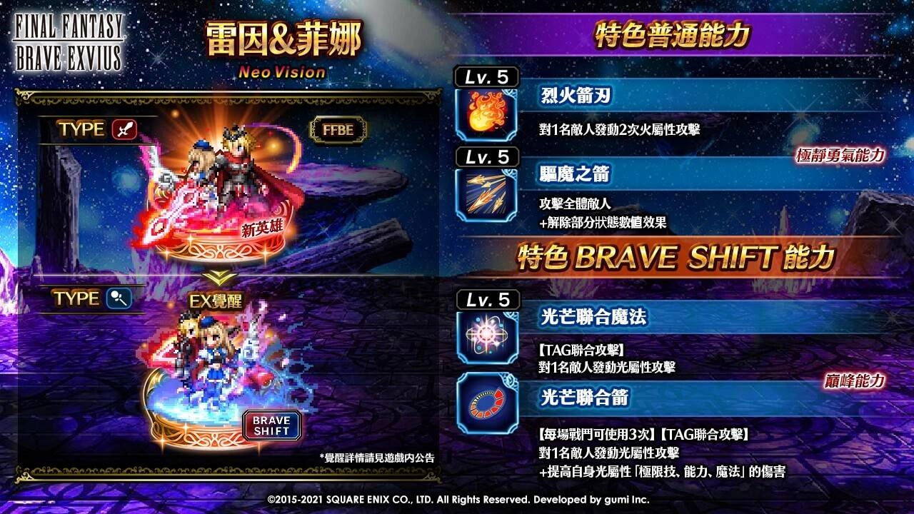《FFBE》釋出眾多精采的最新情報！ 『雷因&菲娜』與『拉斯韋爾&雷根』踏上征途！