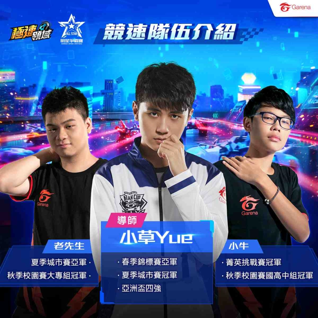 《Garena極速領域》明星爭霸賽火熱開跑 小草Yue、蕭小Ｍ線上飆速！