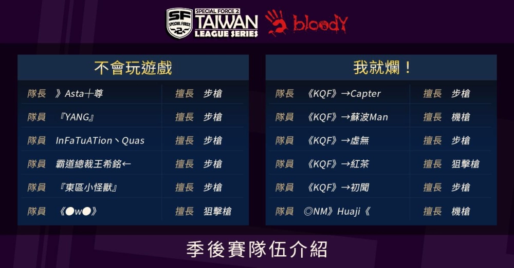 《Special Force 2》2021 夏季聯賽季後賽 10 月 30 日陸續開戰