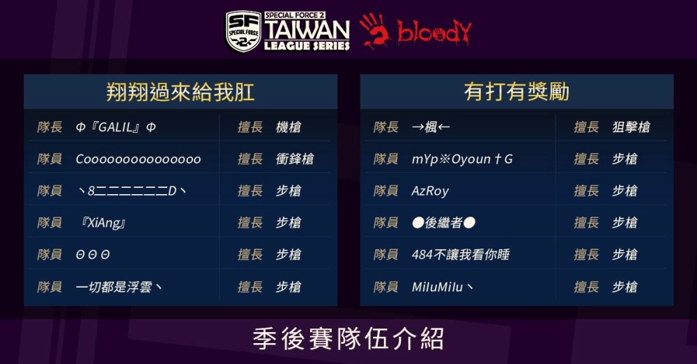 《Special Force 2》2021 夏季聯賽季後賽 10 月 30 日陸續開戰