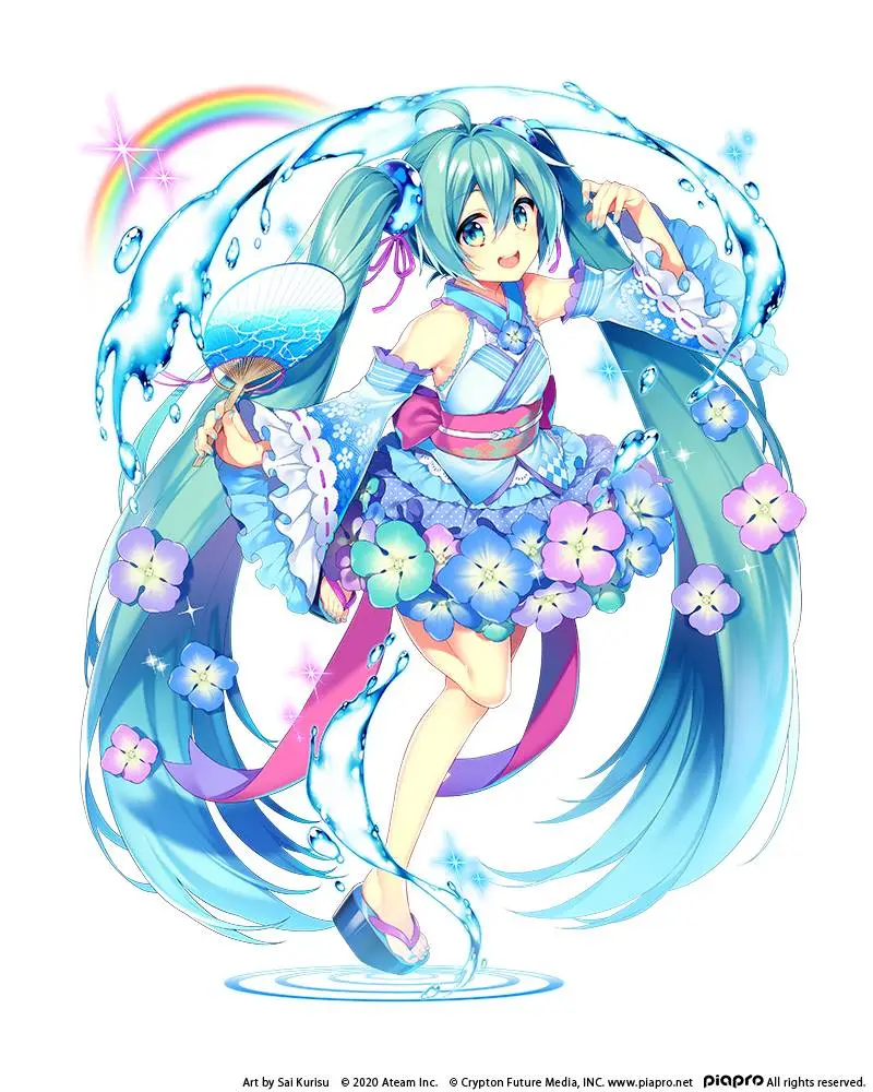 大家一起製作的初音未來智慧型手機遊戲『初音未來 -TAP WONDER-』 8月限定的浴衣風插畫＆新時裝套裝登場！  內含由人氣畫師「栗棲 歲」所繪之插畫！