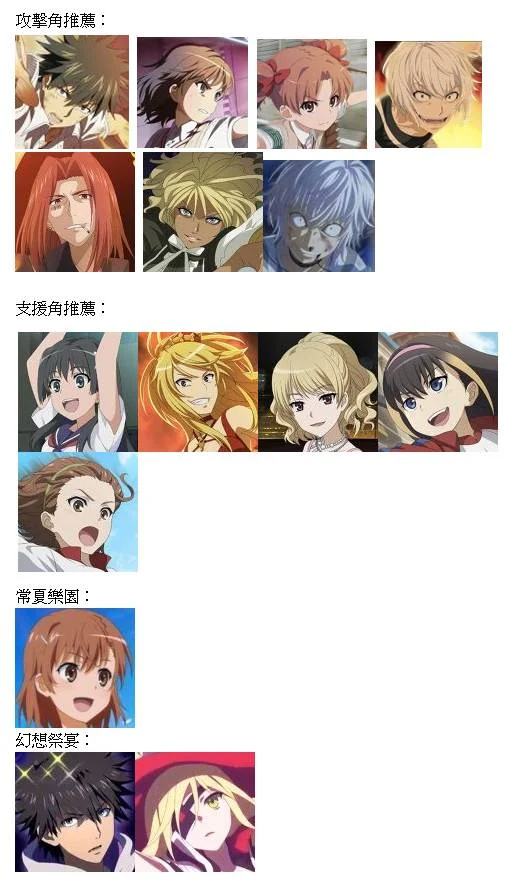 《魔法禁書目錄 幻想收束》推薦三星攻擊和支援角(追加幻想祭宴和常夏樂園版本)