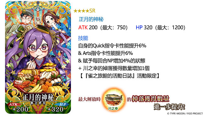 《FGO》繁中版「雀之旅館的活動日誌」PICK UP第二彈10月4日限時舉辦