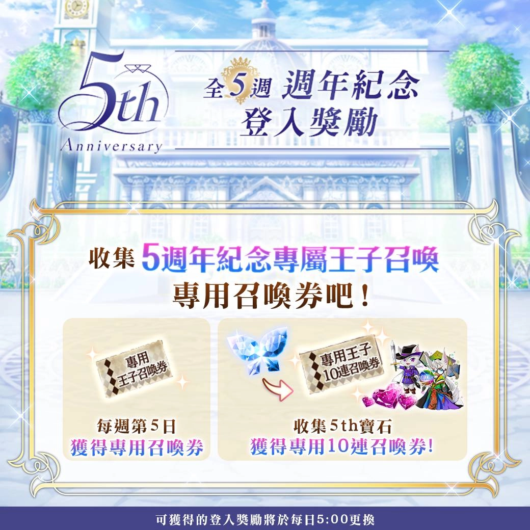 《夢王國與沉睡中的100位王子殿下》開啟全新活動「Dream Flags 夢之祭典」 登入送記憶專用10連召喚