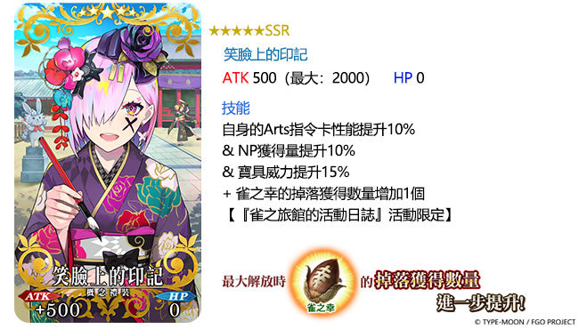 《FGO》繁中版「雀之旅館的活動日誌」PICK UP第二彈10月4日限時舉辦