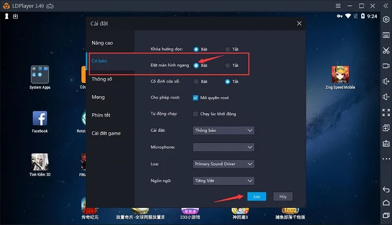 Hướng dẫn cài đặt màn hình ngang trên LDPlayer