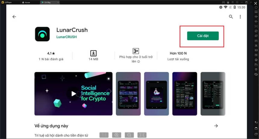 Cách tải ứng dụng LunarCrush trên giả lập LD Player