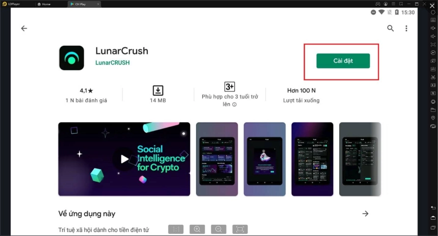 Cách tải ứng dụng LunarCrush trên giả lập LD Player