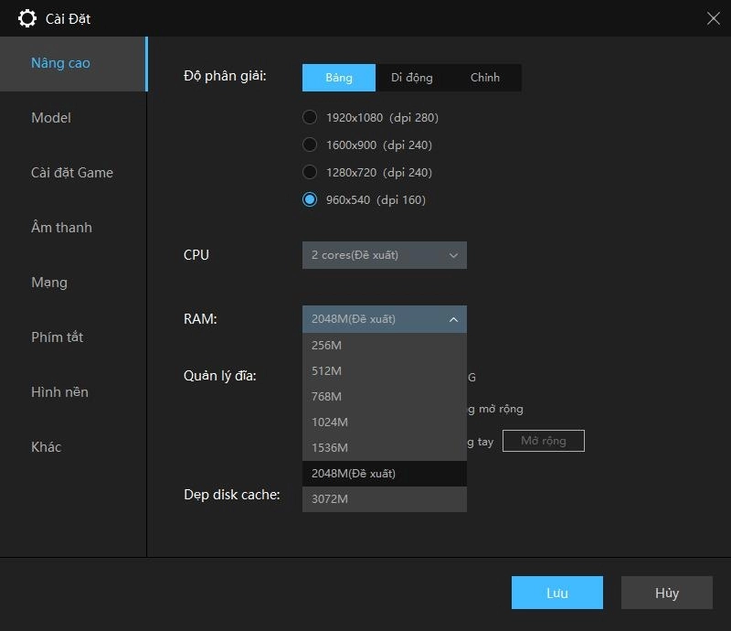 Hướng dẫn tăng CPU và  bộ nhớ (RAM) trên giả lập LD Player