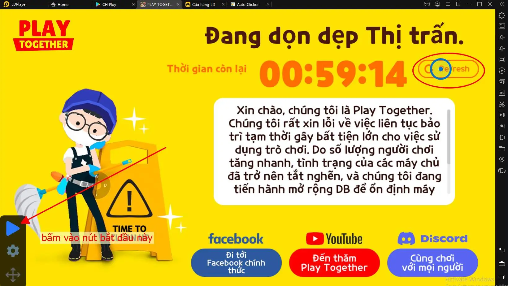 Cách vào game Play Together bằng phần mềm Tự động click-Tự động bấm