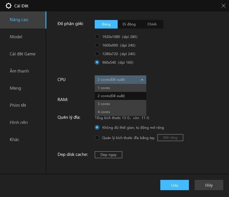 Hướng dẫn tăng CPU và  bộ nhớ (RAM) trên giả lập LD Player