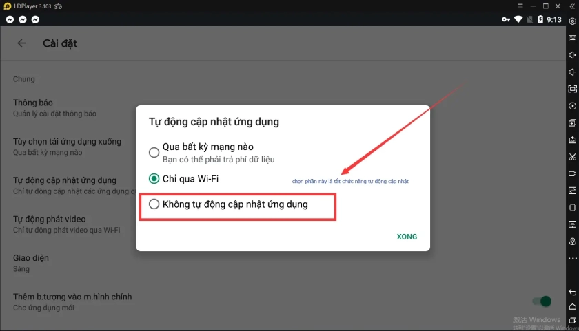 Cách tắt ứng dụng hoặc game tự động cập nhật trong LDPlayer