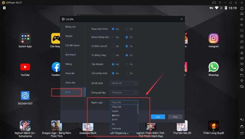 Cách chuyển đổi ngôn ngữ của LDPlayer