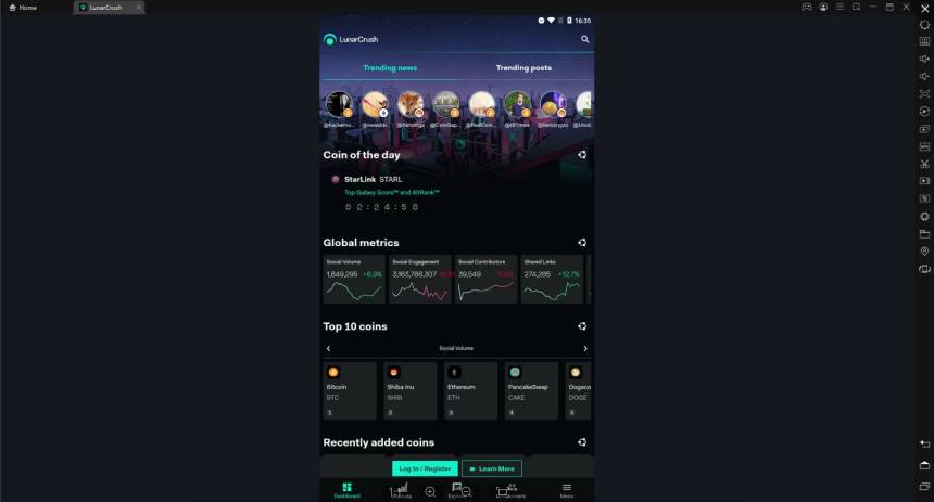 Cách tải ứng dụng LunarCrush trên giả lập LD Player