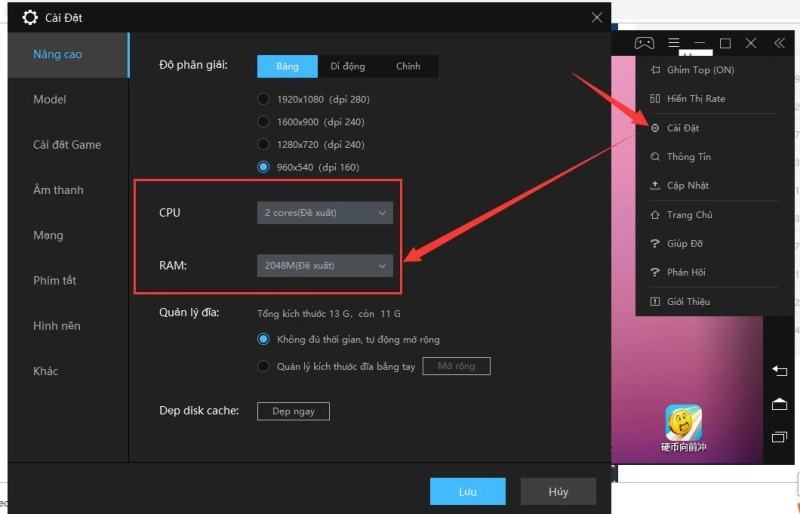 Hướng dẫn tăng CPU và  bộ nhớ (RAM) trên giả lập LD Player