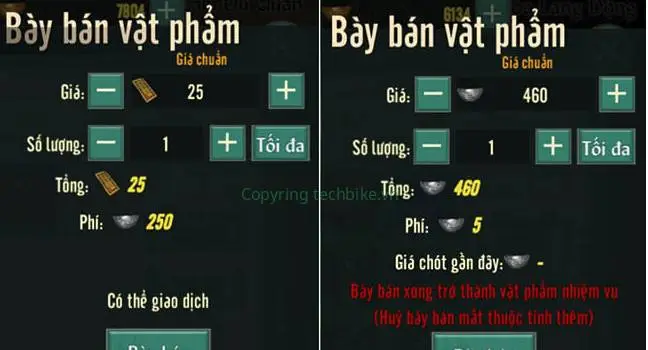 Hướng dẫn cách bày bán và giao dịch Võ lâm truyền kì 1 Mobile 