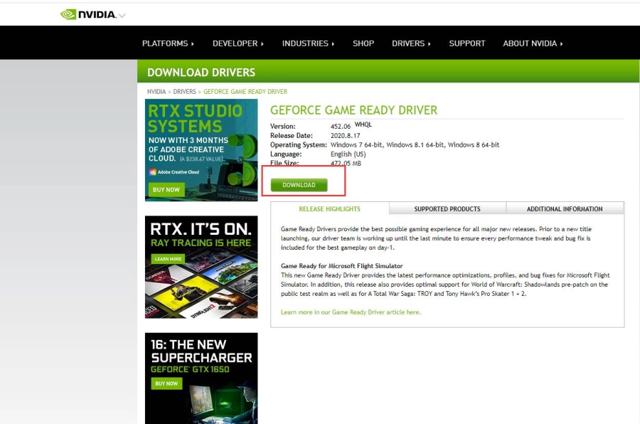 Giải pháp cho vấn đề đồ họa bị hỏng sau khi nâng cấp phiên bản trình điều khiển NVIDIA 442.74