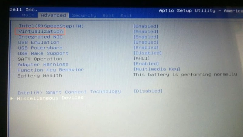 Cách bật VT (Công nghệ ảo hóa) của Máy tính và laptop Dell