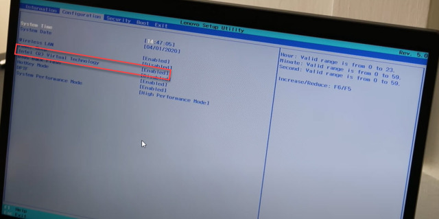 lenovo(레노버) 메인보드에서 VT 활성화 방법