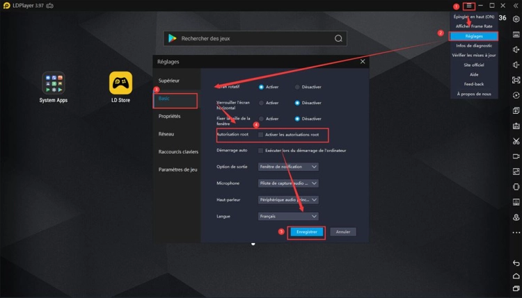 Autorisation Root Réglage