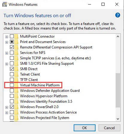 Désactiver la Plate-forme de Machine Virtuelle