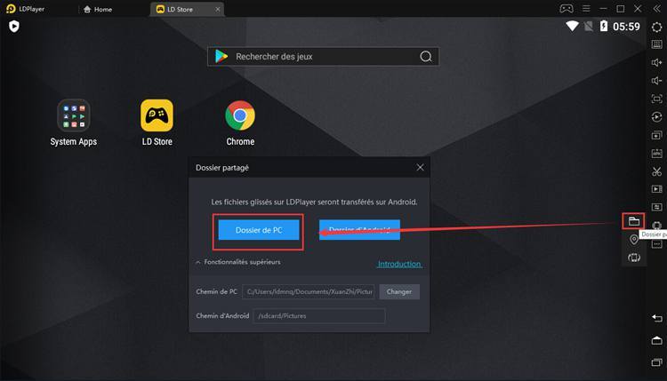 Dossier Partagé entre PC et Android