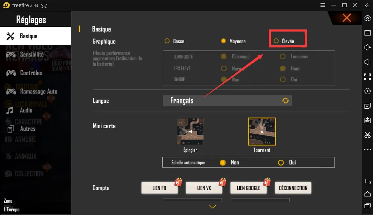 Free Fire sur PC Config