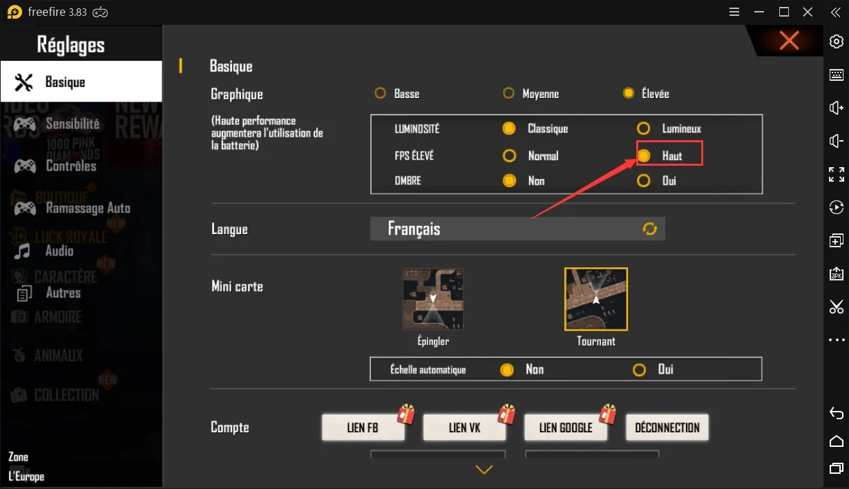 Free Fire sur PC Config