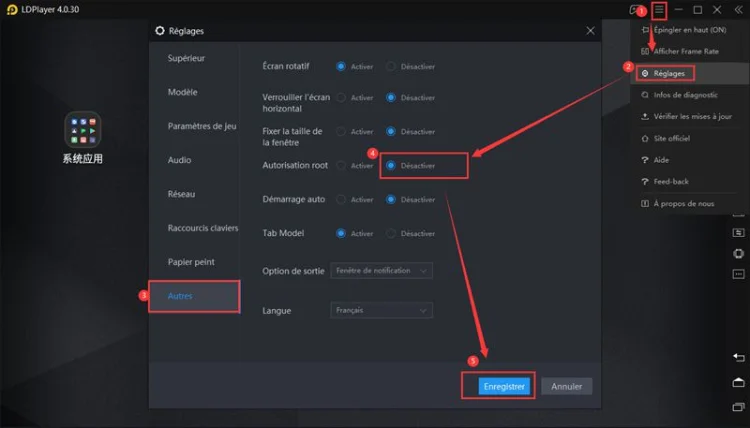 Modifier Paramètre de l'autorisation Root