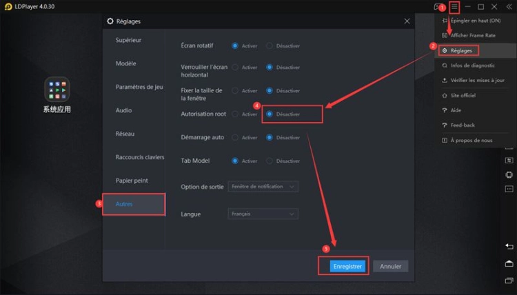 Modifier Paramètre de l'autorisation Root