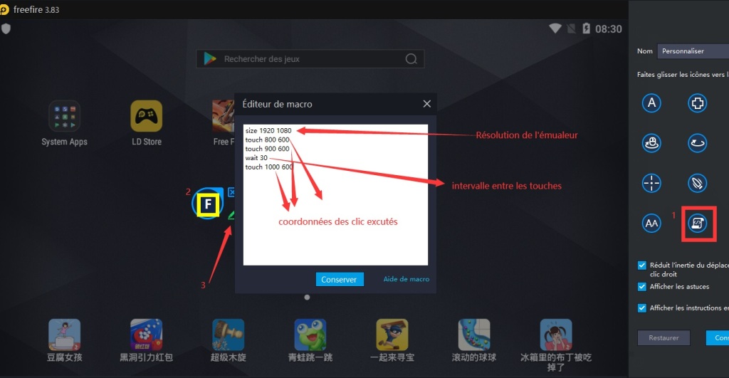 Macro Clavier Declencher 3 Clics