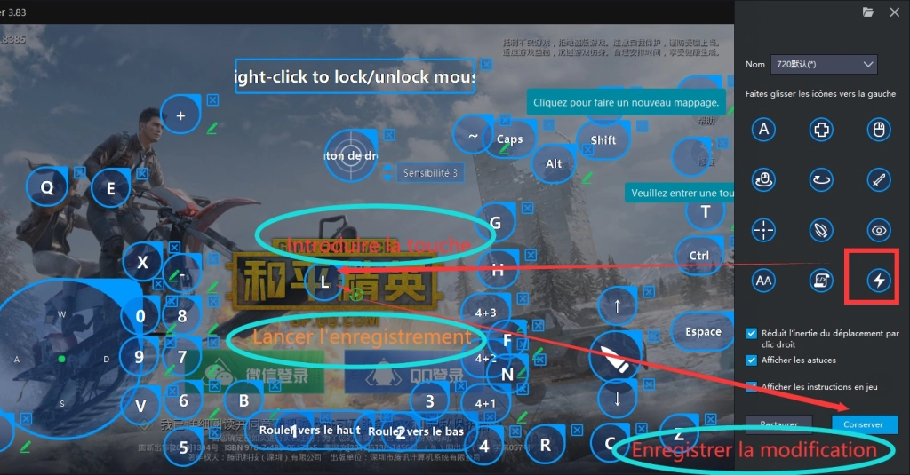 Mapper Clavier Enregistrer Modification