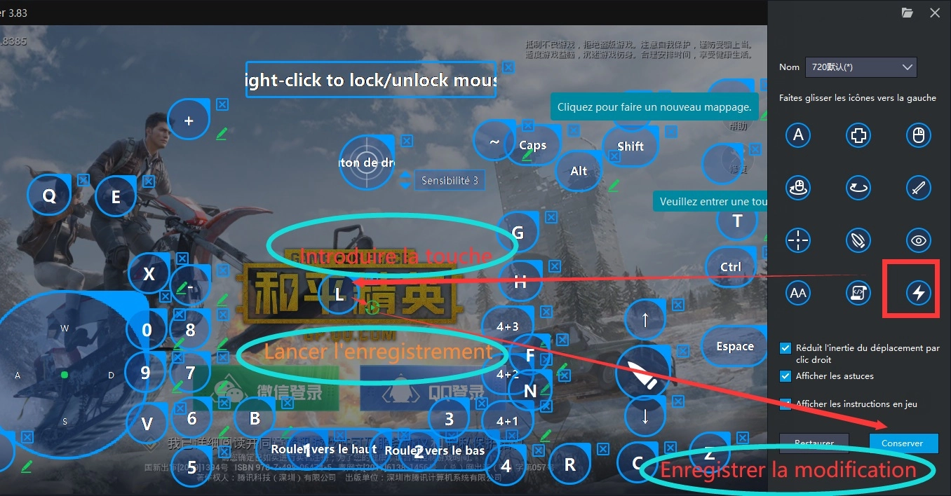 Mapper Clavier Enregistrer Modification